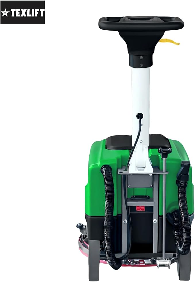 Walk-Behind Commercial Floor Scrubber Machine, 16″ Cleaning Width, Battery Powered Scrubber Dryer with 9 Gal Tank for Warehouse, Retail & Facility Cleaning (US-TX-SC16)