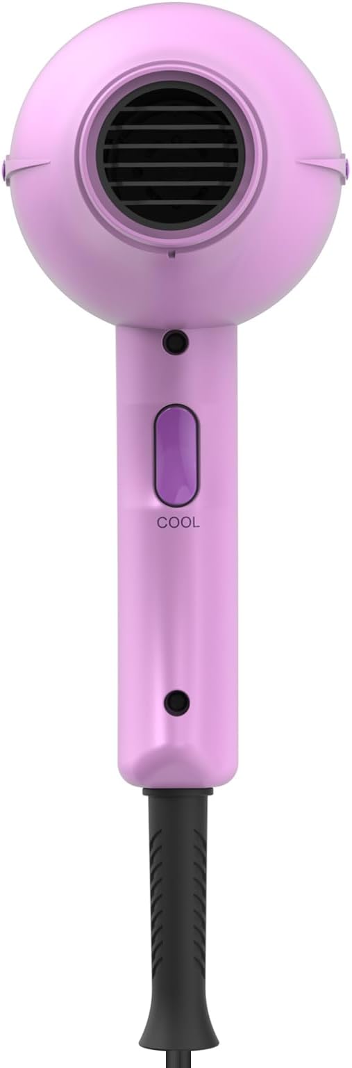 TOME Hair Dryer with Diffuser, 1875W Ionic Blow Dryer with Comb Attachment and Concentrator for Home Use, Fast Drying with Cool Shot and 2 Heat & 2 Speed Settings, 125V, Purple