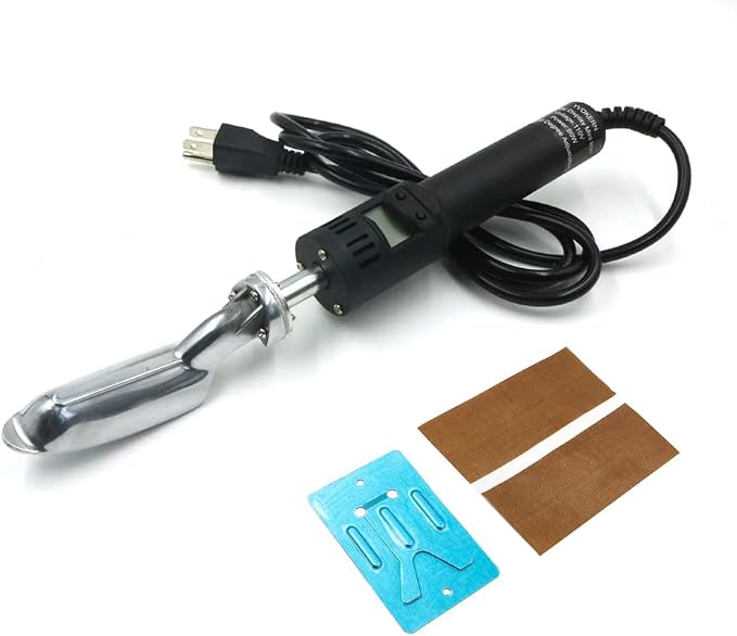 Digital Display Electric Mini Iron for Craft Leather Repair Shoes Bag Crease Removal Vinyl Heat Transfer Doll Clothes Ironing, 50-350℃ Adjustable, with High Temp Tape Black
