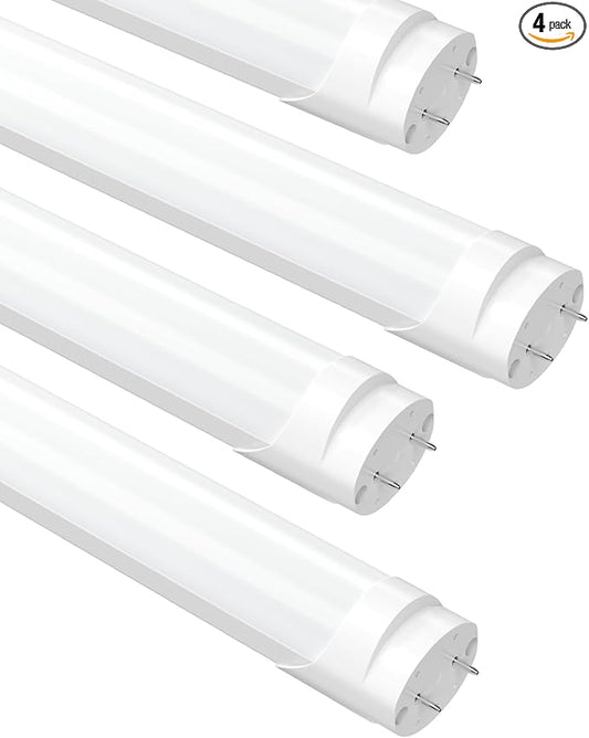 Fluorescent Light Bulbs 48 Inch, T8 LED Bulbs 4 Foot Type A+B, 24W 3200LM 4100K Cool White, F32T8 or F40T12 LED 4FT Replacement, Plug and Play or Ballast Bypass, Double or Single End Powered, 4-Pack