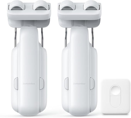 SwitchBot 2025 Automatic Curtain Opener 2 Packs with Remote, Bluetooth Remote Control, WiFi&APP Control, Upgraded High-Performance, Add Hub to Work with Alexa, Google Home, HomeKit