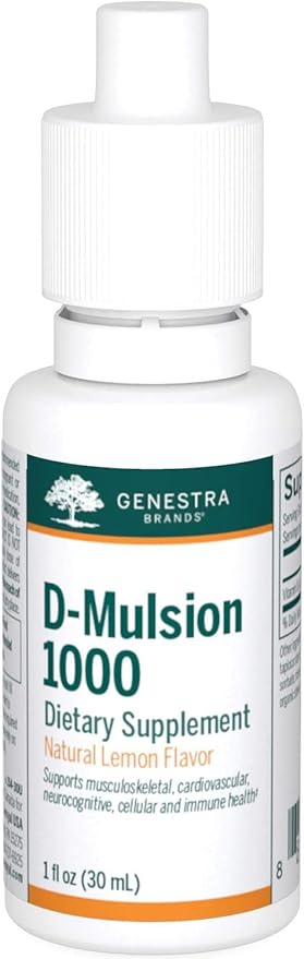Genestra Brands D-Mulsion 1000 - 液体ビタミンDサプリメント - 天然レモンフレーバー - 1液体オンス