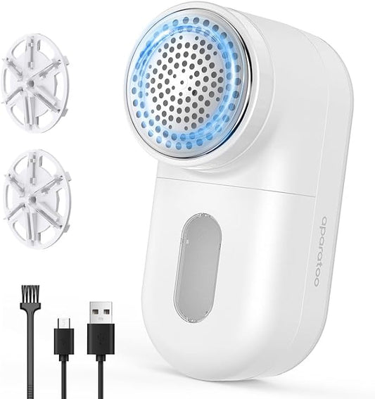 Fabric Shaver Lint Shaver, Electric Lint Remover with 3-Gears and 6-Blades, Sweater Shaver USB Rechargeable Fabric Pilling Remover for Clothes, Couch, Beddings
