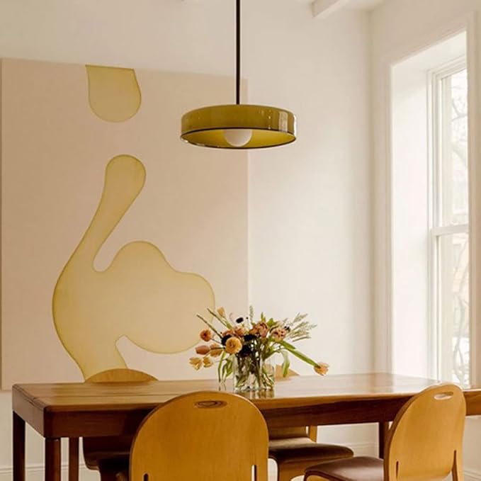 Mid Century Modern Pendant Light Orange Green Glass Hanging Light Nordic Large Single Lamp Vintage Farmhouse Dining Room Chandelier Over Table Kitchen Island Bedroom Hallway Restaurant