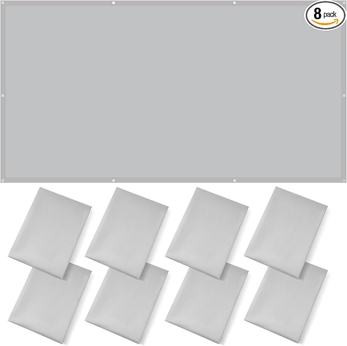 ANGSYLTH 8 Pcs Fluorescent Light Covers - 4 x 2 Feet Covers for Ceiling Lights, 8 x 10 Magnetic Light Filters for Classroom, Office, Hospitals (Light Gray-2)