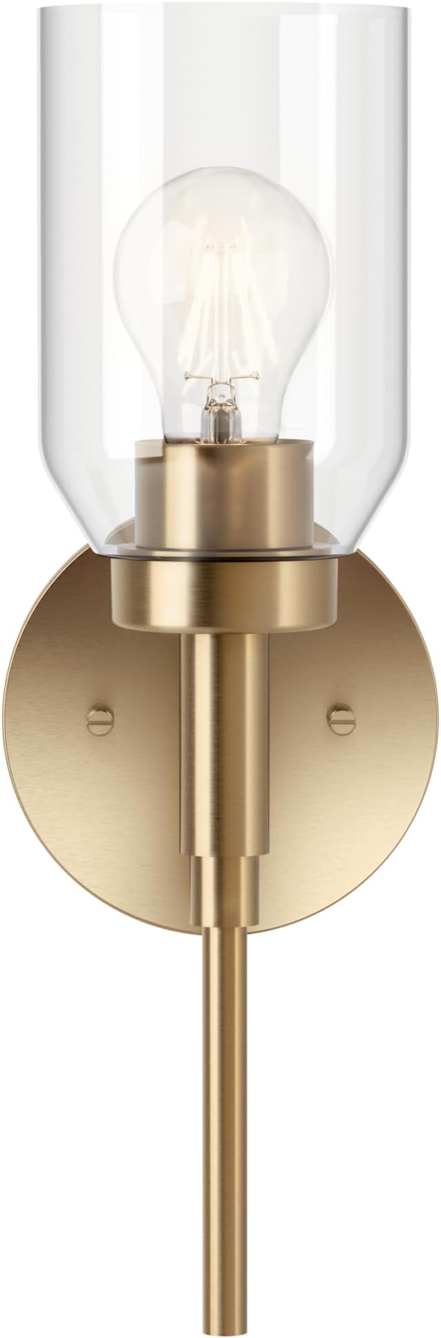 Kichler Madden 1-Light Bathroom Wall Sconce Light Fixture with Clear Glass in Champagne Bronze, Modern Vanity Lighting for Bathroom or Hallway (14.75" x 5"), 55183CPZ