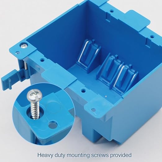 2-Gang Old Work Box,Blue,Plastic Junction Box for Switches, Old Work 2 Gang Outlet Box with Adjustable Mounting Tabs and Flanges for Residence,ETL Listed,AWG Standard(Pack of 3)