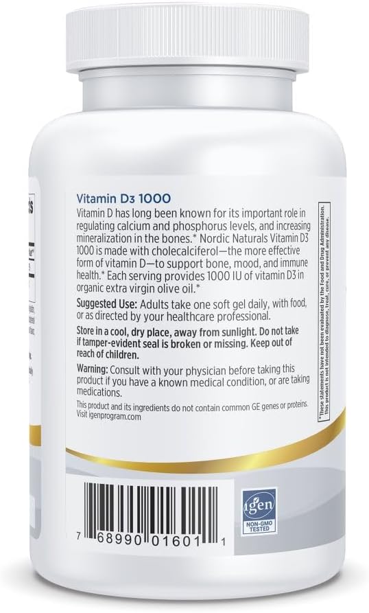 Nordic Naturals プロビタミンD3 1000、オレンジ - 120ミニソフトジェル - ビタミンD3 1000 IU - 健康な骨、気分、免疫システム機能をサポート - 非遺伝子組み換え - 120回分