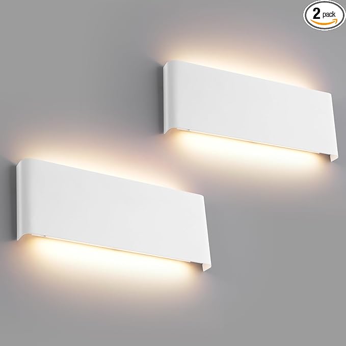 Mille Lucciole 11"Modern LED vanity light,15W Dimmable 5 CCT (3000K-6500K) Adjustable Wall Lamp,Up and Down Wall Lighting,Indoor Wall Sconce for Bedroom,Staircase,Hallway,Dressing Table, 2 Pack（White）