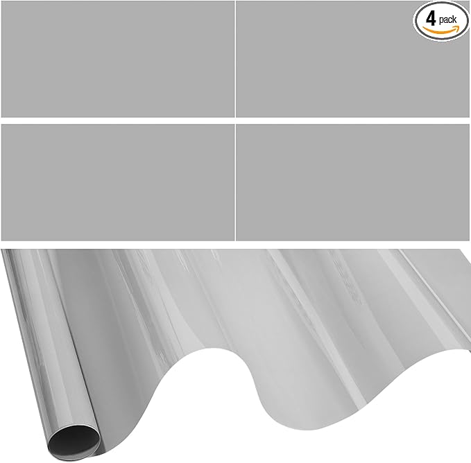 Amylove 4 Pcs Fluorescent Light Covers Classroom Ceiling Panels Light Filters with Backlit Film Material for Office School, 4 x 2 Feet(Gray,Simple)
