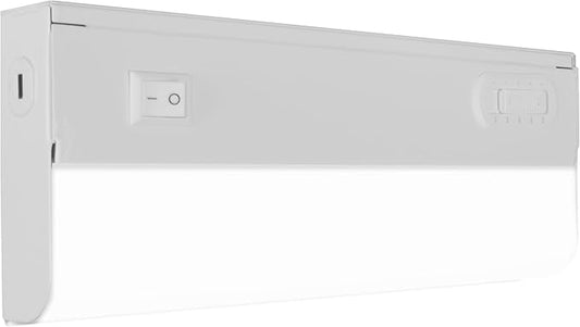9” LED Direct Wire Under Cabinet Light with On/Off Switch - Dimmable LED Lights for Kitchen - Selectable CCT 2700K-5000K, 340-360 Lumens, 5W - UCB Hardwired Under Cabinet Lighting by NICOR Lighting