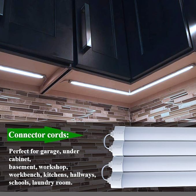 Airand Utility LED Shop Lights Fixture 4FT 2FT with Plug Linkable, 2PCS Water-Proof led Closet Lights 5000K Under Cabinet Lighting, Tube Lights 36W for Garage Kitchen Bathroom Workbench