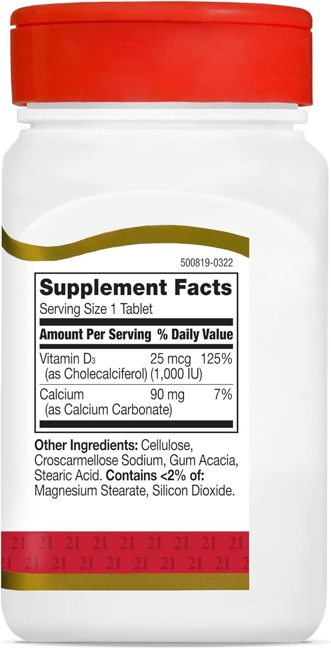 Comprimés de Vitamine D 1000 UI 21st Century, 300 unités (Paquet de 4)