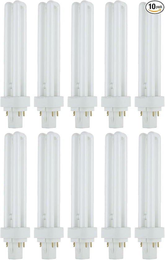 Sunlite PLD18/E/SP65K/10PK 6500K Daylight Fluorescent 18W PLD Double U-Shaped Twin Tube CFL Bulbs with 4-Pin G24Q-2 Base (10 Pack)