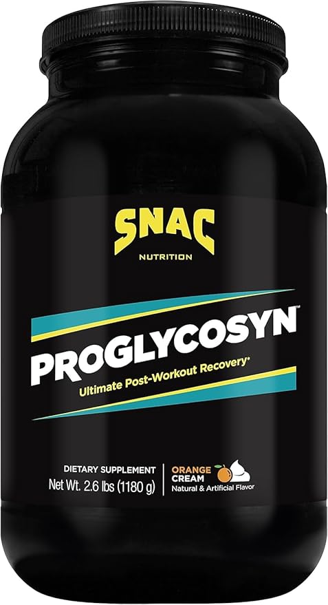 SNAC Proglycosyn Powder Supplement - Ultimate Post Workout Recovery Formula for Men and Women, Whey Protein for Muscle Growth, Glycogen Replenishment, Supports Lean Muscle, Orange Cream, 2.6 Pounds