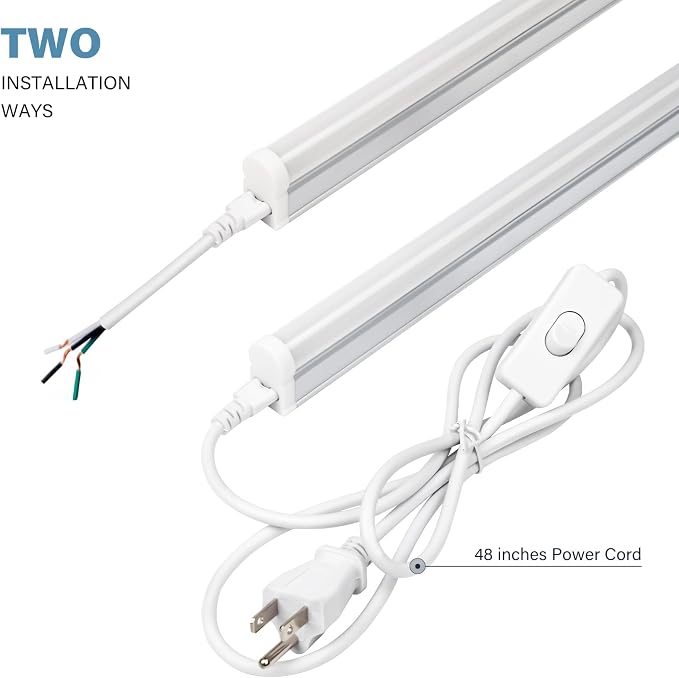4 Pack LED T5 Integrated Single Fixture, 4FT, 2200lm, 6500K Super Bright White, 20W Utility LED Shop Light, Ceiling and Under Cabinet Light, Corded Electric with ON/Off