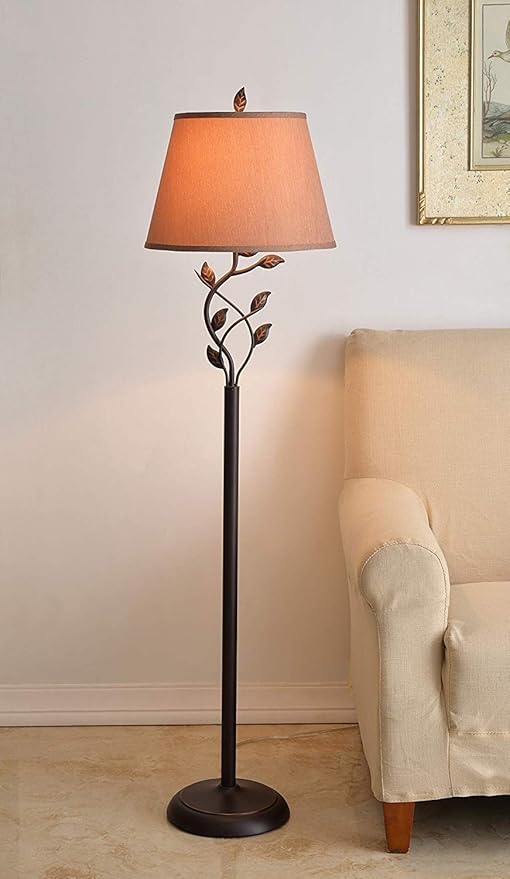 Kenroy Home Birdsong Swing Arm Floor Lamp with Oil Rubbed Bronze with Gold Highlights Finish, Rustic Style, 60" Height, 13.5" Width, 21" Depth