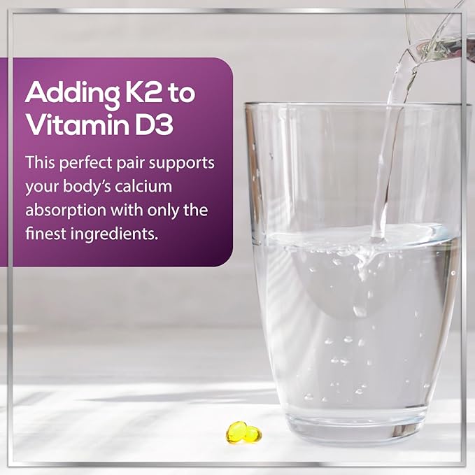 Vitamin D3 K2 5000 IU Plus with K2 (MK-7) 100 mcg - Vitamins D & K Complex Supplement for Bone, Teeth, Muscle, Calcium Absorption, Supports Immune & Heart Health, Non-GMO, Oil Formula - 120 Softgels