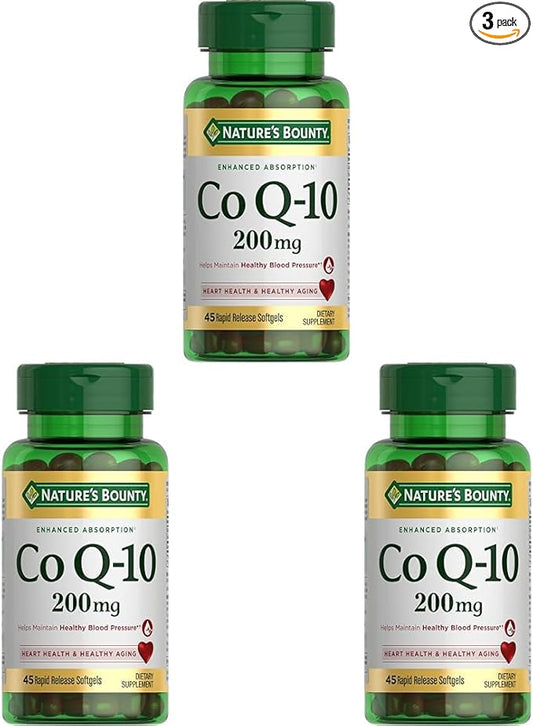 Nature's Bounty CoQ10, Heart Health and Healthy Aging, Dietary Supplement, 200mg, 45 Rapid Release Softgels (Pack of 3)