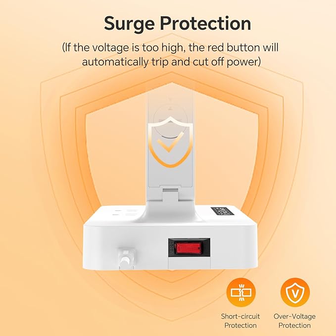 Desk Lamp with USB Charging Port: Table Lamp with Power Strip, Charging Station - 2 Outlets 1 USB-A Ports 1 Type-C Ports, Surge Protection, 5ft Extension Cord, 5 Color Modes 5 Brightness (White)