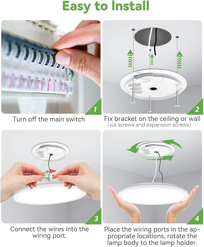 zemty 12Pack 12 Inch LED Flush Mount Ceiling Light, Super Slim 28W 3200lm LED Ceiling Light, 3 Color Temperature in One 3000k/4500k/6000K Round Light Fixture for Bedroom, Kitchen, Dining Room (White)