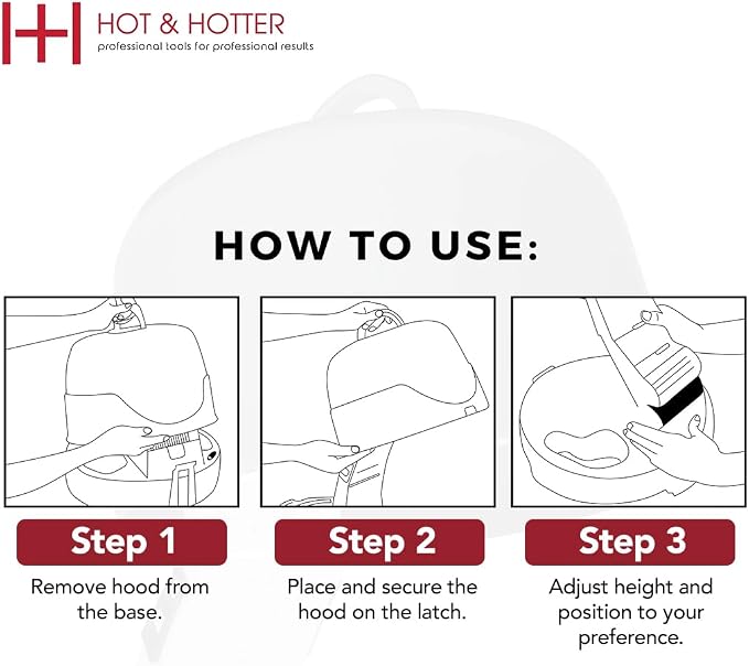 Annie Hot & Hotter Super Large Ceramic Ionic Hood Dryer – Professional Salon Hair Dryer with Adjustable Height, 3 Heat & Speed Settings, Portable Hooded Dryer for Rollers, Deep Conditioning & Styling