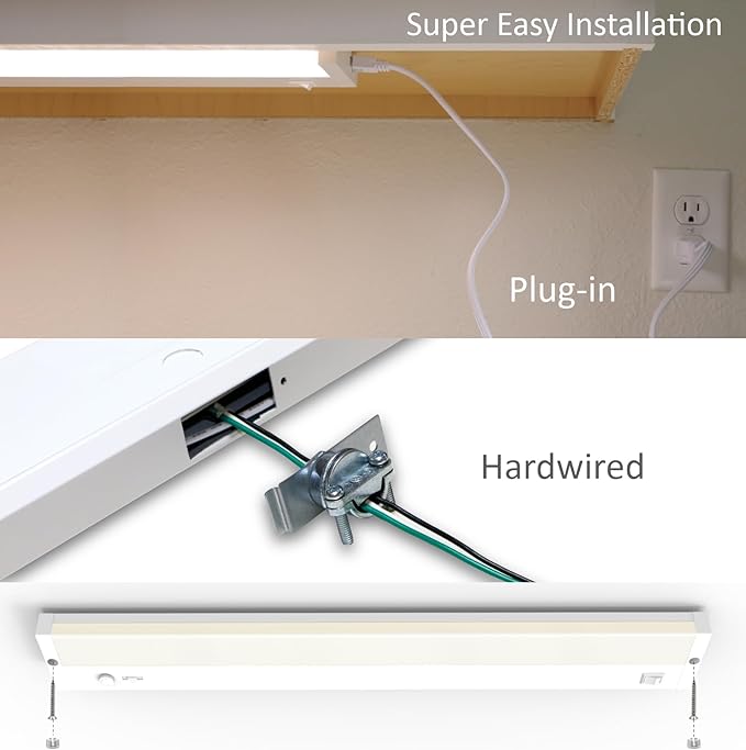 Leetdud Under Cabinet Lighting Plug in or Hardwired Built-in Dimmer, 40 Inch 20W, 5CCT 2700/3000/3500/4000/5000K, Linkable Counter Lights for Kitchen, ETL Dimmable LED Light Fixture, White