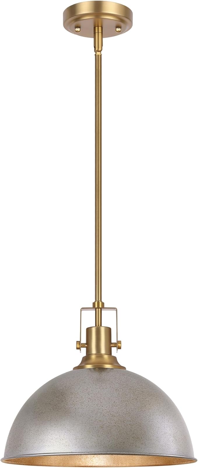 LamQee 13 Inch Antique Silver Metal Pendant Light Kitchen Island, Farmhouse Modern Dome Pendant Light Fixtures Ceiling Hanging Lighting Chandelier for Dining Room Over Table, Bar, Hallway, Entryway