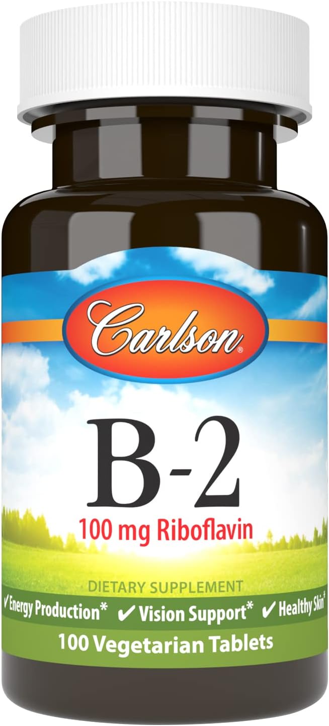 Carlson - B-2、リボフラビン 100mg、エネルギー産生、視覚サポート、健康な肌、植物性タブレット100粒