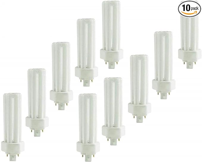 Circle - (10 Pack PLT-42W 4 Pin GX24Q-4-42 Watt Triple Tube, Compact Fluorescent Light Bulb (3000K - Warm White)