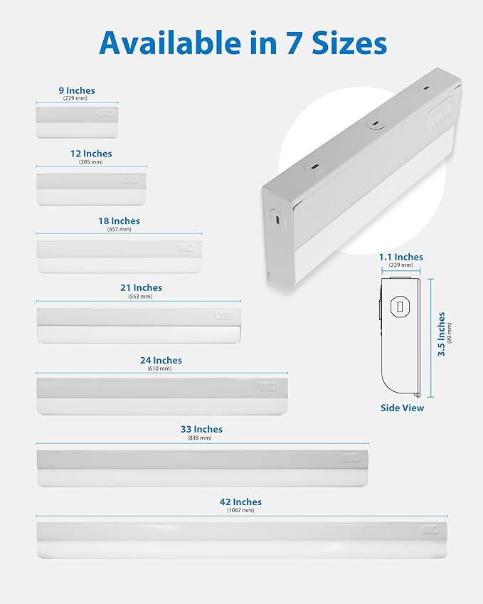 33” LED Direct Wire Under Cabinet Light - Undercounter LED Lights for Kitchen - Selectable CCT 2700K-5000K, 952-1008 Lumens, 14W - UCB Series Hardwired Under Cabinet Lighting by NICOR Lighting