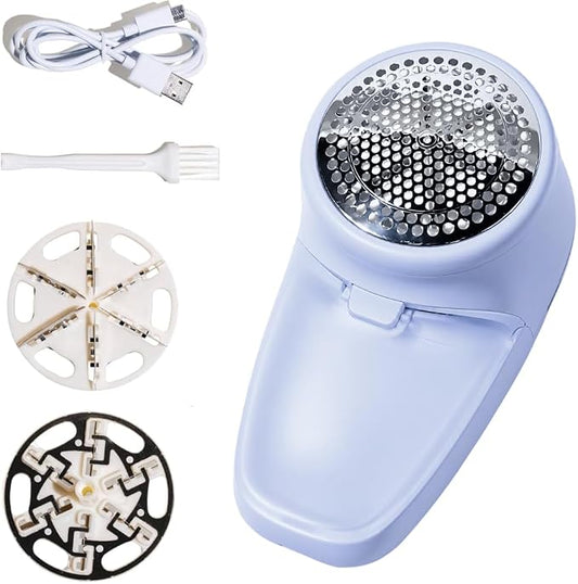 Nori Trim Fabric Shaver - Lint Remover for Clothes & Furniture Couch Pilling - Sweater Pill Remover - Clothes Shaver with 6 Precision Blades - Wireless and Rechargeable - Blue