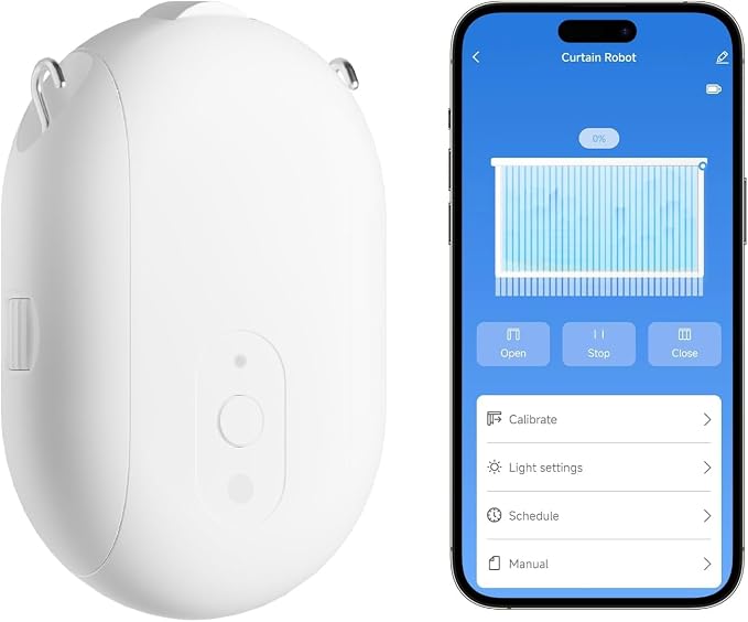 Zigbee Rechargeable Curtain Robot, Automatic Smart Curtain Opener Motor for I/U Tracks & Rods, App Control, Timer & Schedule, Zigbee Hub Required for Voice & Remote Control