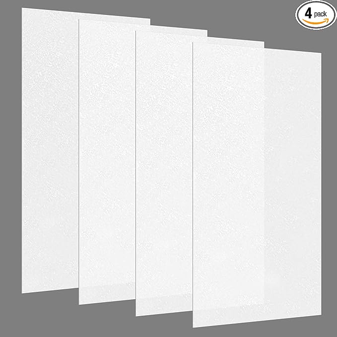 Pushglossy 4 Pack 23.75" x 47.75" x 0.08" Frosted Fluorescent Light Diffuser Panels, Translucent Polystyrene Sheet Replacement for 2x4ft Drop Ceiling Lights for Classroom Office Home