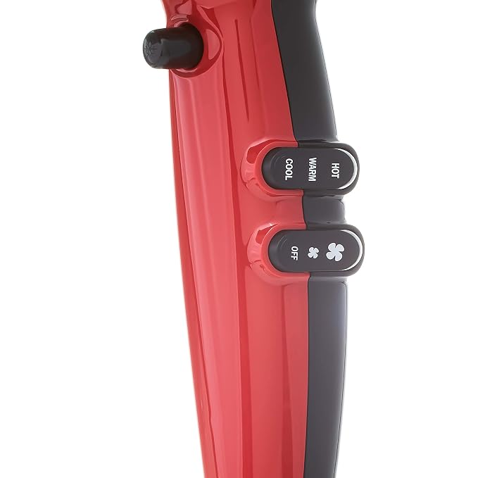 RED by Kiss Tourmaline Ceramic 2200W PRO - Professional Hair Dryer with Extra Combs, Frizz-Free Hair, Six Heat Settings Blow Dryer