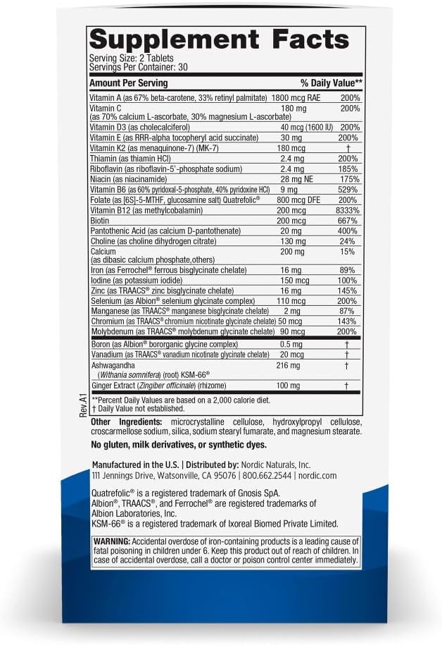 Nordic Naturals ウィメンズマルチビタミン エクストラストレングス - 肌、髪、エネルギー、骨のサポート - 免疫サポートサプリメント - 20種類の必須栄養素配合 - 60粒 - 30回分
