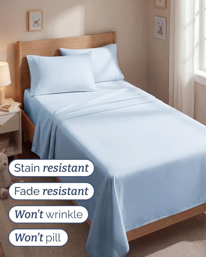 Twin 4 Piece Sheet Set - Comfy Breathable & Cooling - Ultra Soft Hotel Luxury Bedding Set w/ 8-16 Inch Deep Pockets - 1 Flat & 1 Fitted Sheet & 2 Pillowcases - Wrinkle Free and Easy Care - Sky Blue