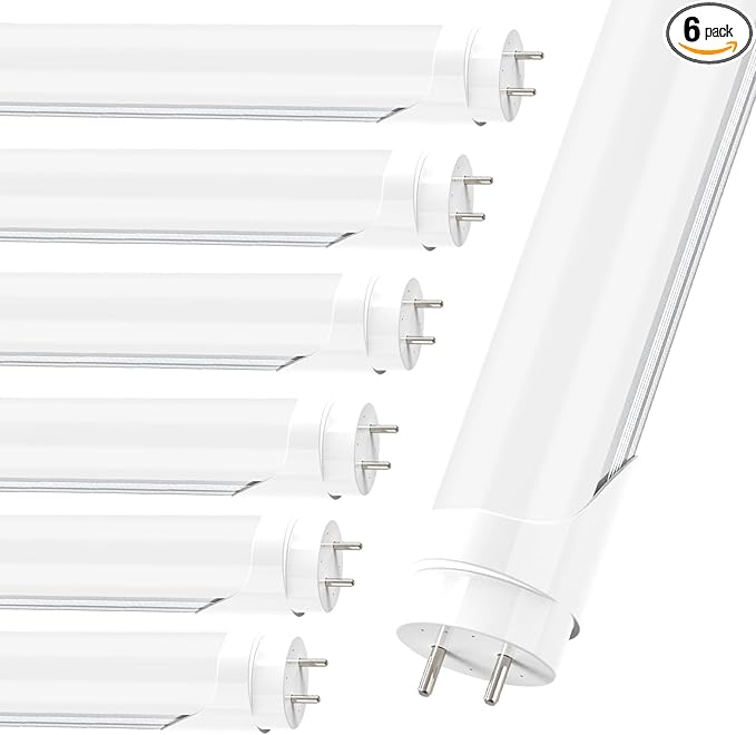 JESLED T8 4FT LED Type A+B Light Bulbs, 24W 3200LM 6000K Daylight White, Plug and Play or Ballast Bypass, 4 Foot Flourescent Tube Replacement, ETL Listed, Dual-end, Frosted, Warehouse Lights 6Pack