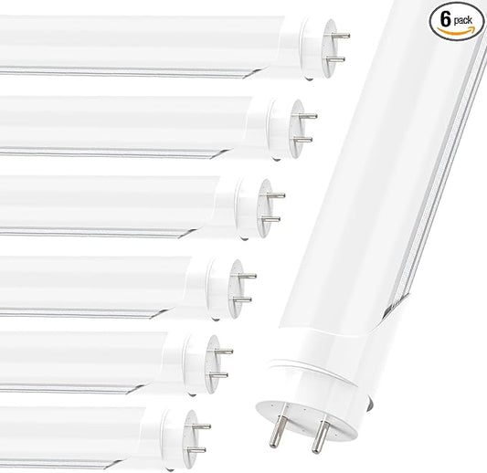 JESLED T8 4FT LED Type A+B Light Bulbs, 24W 3200LM 6000K Daylight White, Plug and Play or Ballast Bypass, 4 Foot Flourescent Tube Replacement, ETL Listed, Dual-end, Frosted, Warehouse Lights 6Pack