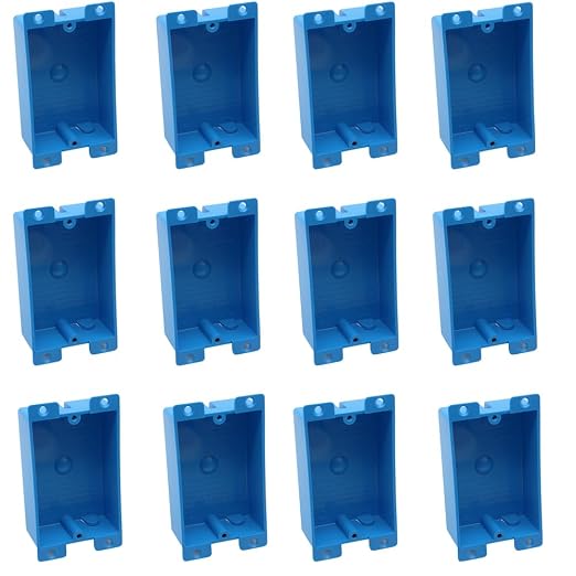 Blue Old Work Shallow Outlet Box,Non-Metallic,8 Cubic Inch Shallow Electrical Box,ETL Listed for Home Improvement,AWG Standard,Fire Rated for Two Hours(12 Pack)