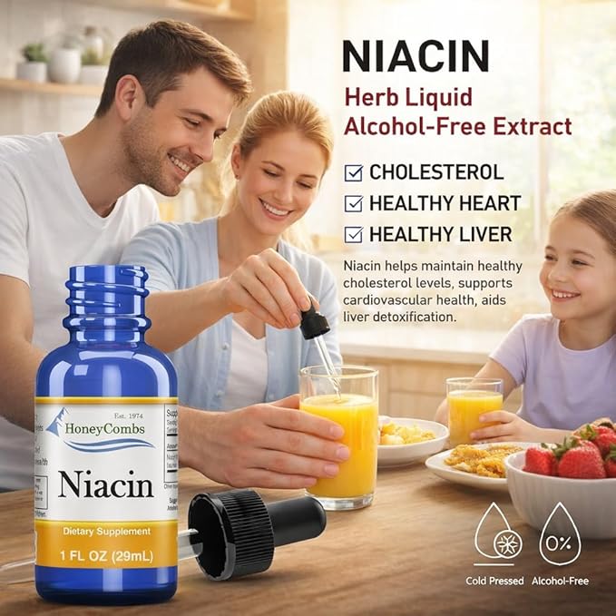 Vitamine B3-Niacine 80 mg Équivalent Niacine Gouttes – Gouttes de Niacine Liquide Vitamine B – Supplément de Niacine Sans Alcool, Sans OGM 30ml
