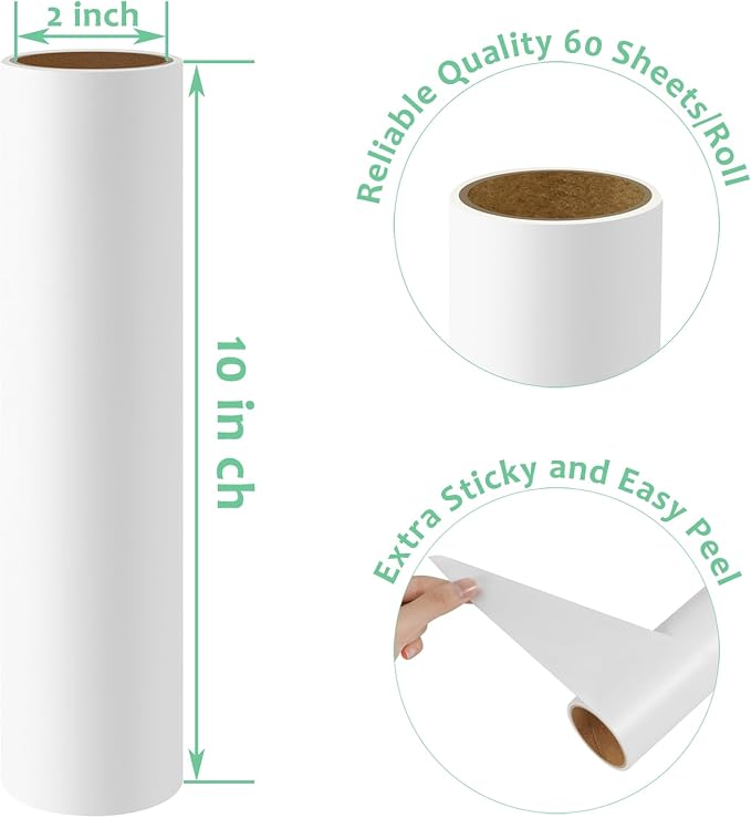 10 inch Mega Lint Roller Refills Compatible with Evercare Layers Leo Smart Design Well & Good 10 inch Pet Hair Roller Refills Extra Sticky 60 Sheets per Refill 3 Pack Total 180 Sheets