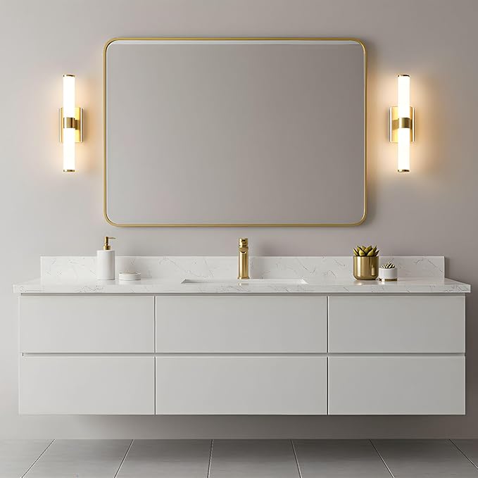 20 Inch LED Vanity Light Bar with Motion Sensor, Dual LED Source | 4 Lighting Modes (incl. Night Light) | 3000K Warm White, Dimmable, CRI 90+, 1040LM, ETL Listed (Brushed Gold)