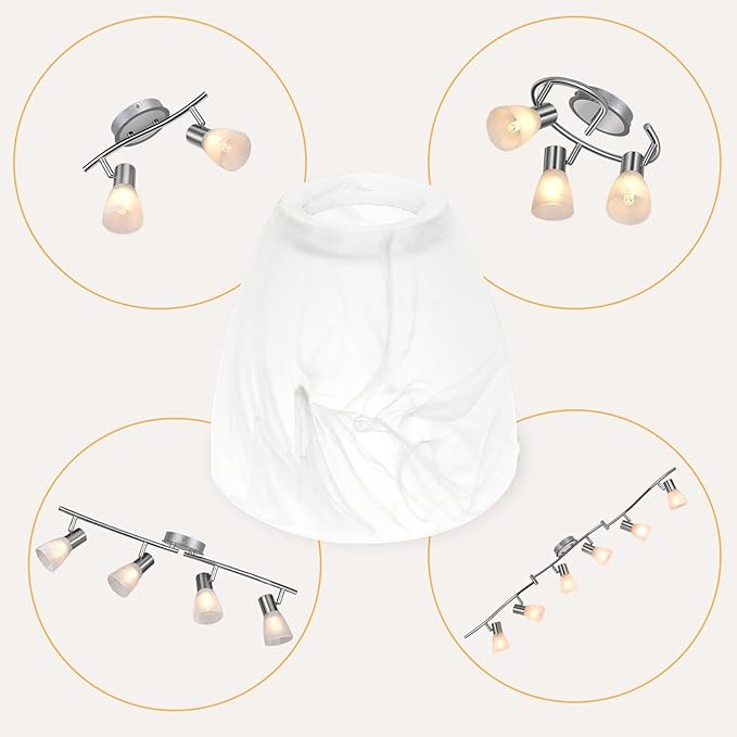 HiBay 2-Light Lampshades, Cracks White Bell Glass Shades, Lighting Fixture Accessory Lampshade Cover Replacement, Fit for E12 Base Pendant Lights Table lamp Sconce Chandeliers