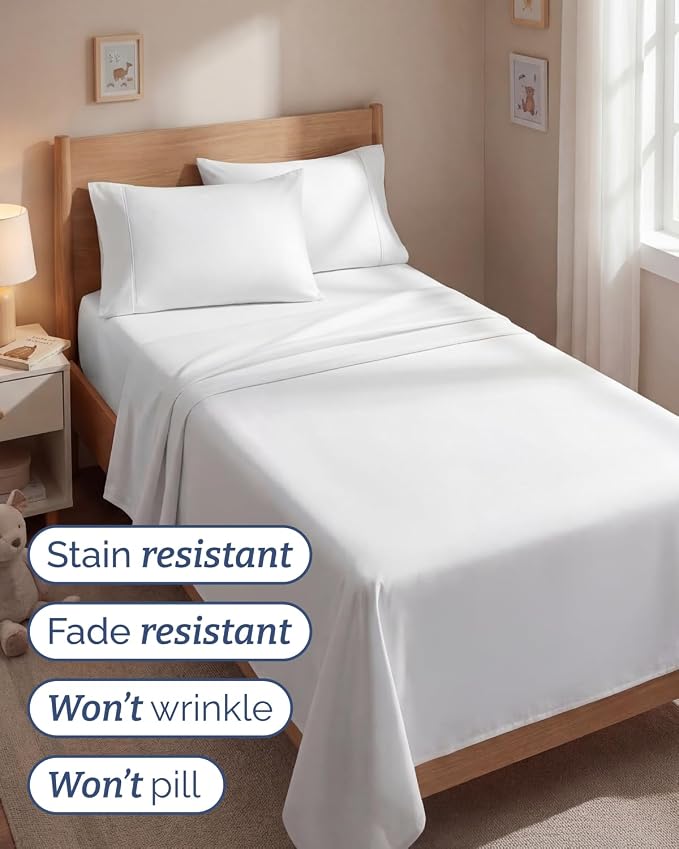 Twin 4 Piece Sheet Set - Comfy Breathable & Cooling - Ultra Soft Hotel Luxury Bedding Set with 8-16 Inch Deep Pockets - 1 Flat & 1 Fitted Sheet & 2 Pillowcases - Cozy, Wrinkle Free & Easy Care - White