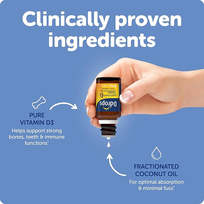 Ddrops Adults 2000IU 180 Drops - Liquid Vitamin D3 Supplement, Supporting Strong Bones & Immune System