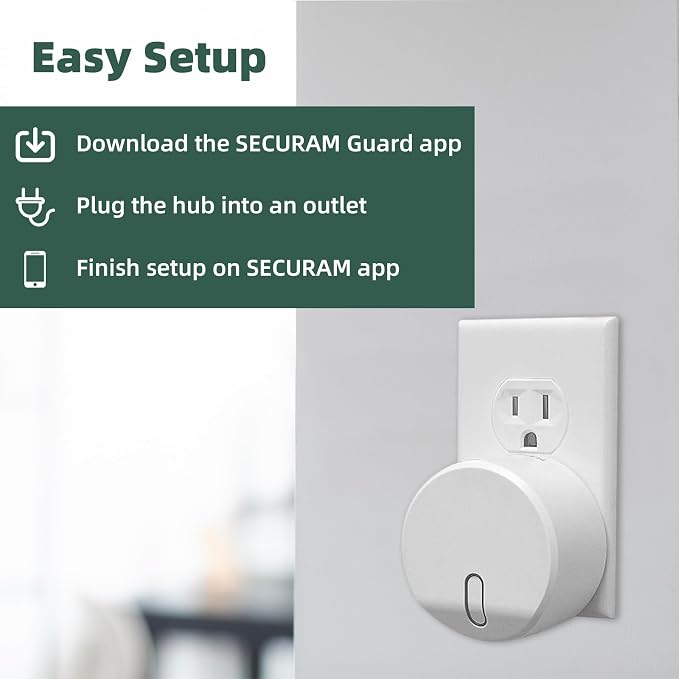 SECURAM Smart Home Hub, WiFi Bridge for SECURAM Touch Smart Fingerprint Door Lock for Voice Control and App Remote Control, Compatible with Voice Intelligent Assistant