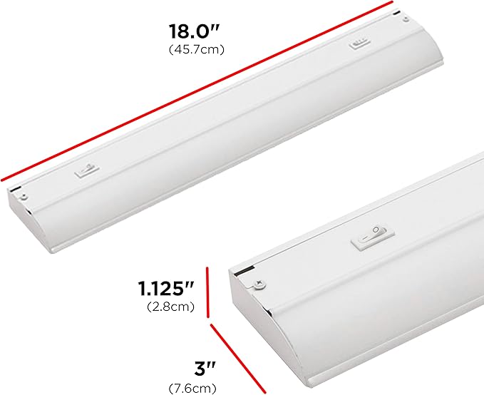 UltraPro 18 inch Hardwired Under Cabinet Lights, 3 Color Settings - 2700K/4000K/5000K - Warm White, Cool White, and Daylight, Under Cabinet Lighting, Dimmable Under Counter Lights for Kitchen, 45367