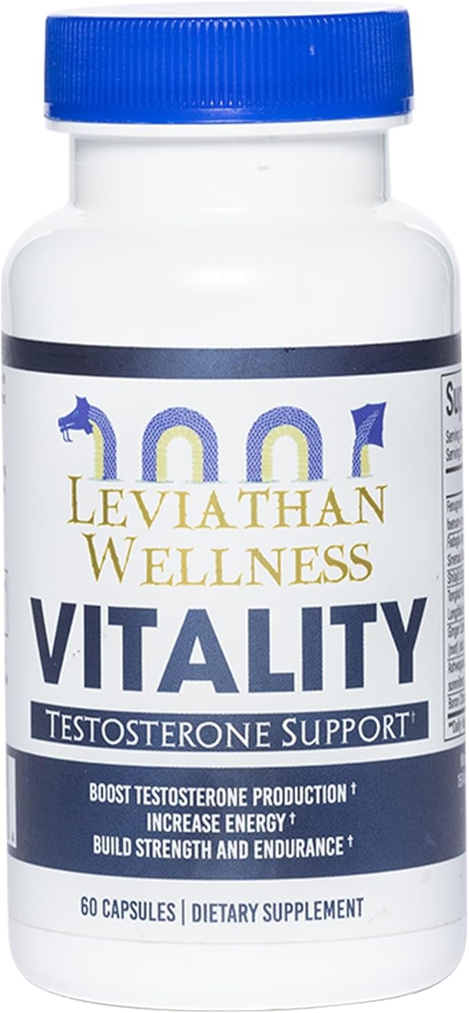 Vitality – Testosterone Support Formula | Fenugreek (500 mg), Fadogia Agrestis (300 mg), Shilajit, Tongkat Ali, Ginger, Ashwagandha | 60 Capsules, 30 Servings | Made in the USA