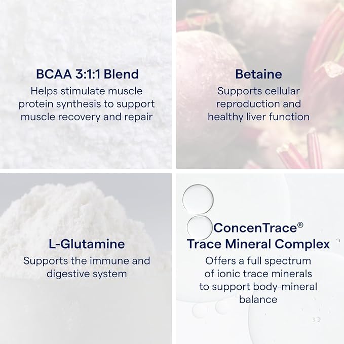 Trace Minerals Post-Workout - Post-Training Supplement for Muscle Recovery Support - Stamina, Strength & Hydration Aid - Sugar-Free, Gluten-Free & Vegan - Strawberry Lemonade - 20 Servings
